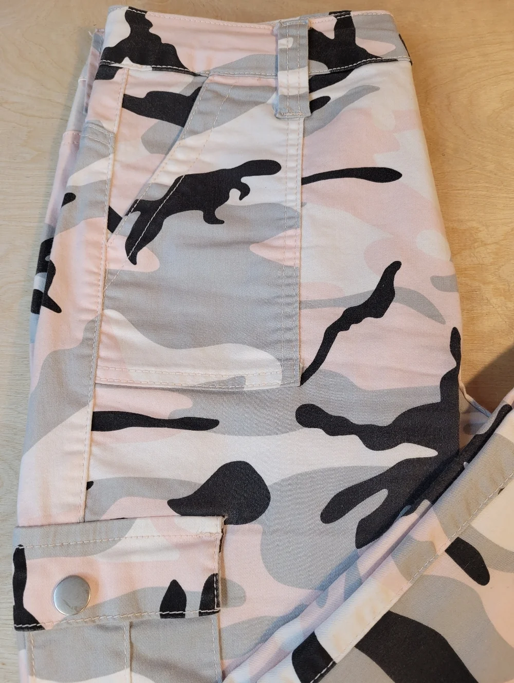 VIP Pink Camouflage Cargo Pants Featuring Elastic Ankles - Picture 2 of 7